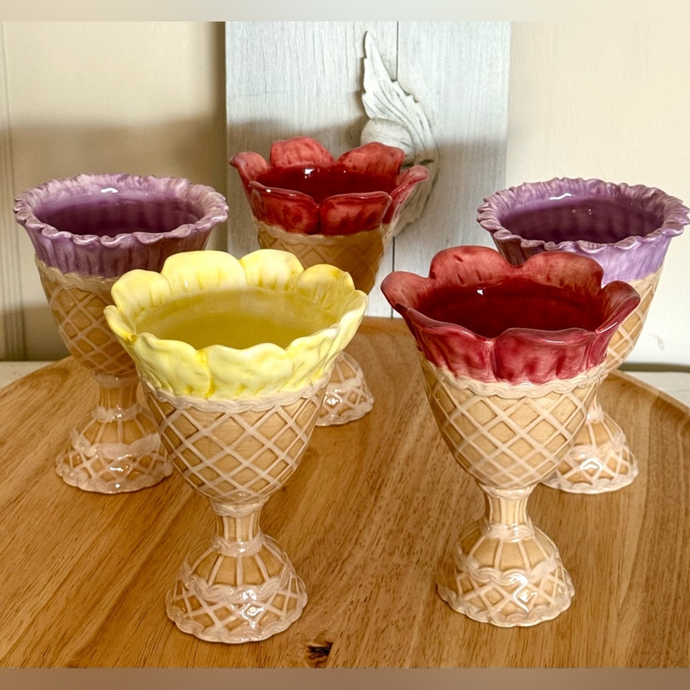 Tracy Porter ‘Alouette’ Waffle Cone Ice Cream/Sundae Dishes/Bowls Set of 5
